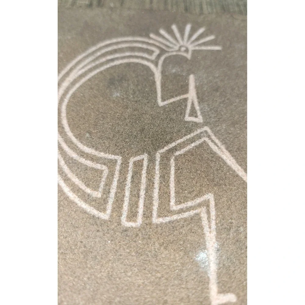 Kokopelli Native Style Sandstone Art Tile Signed Etched Stone Decor USA Made